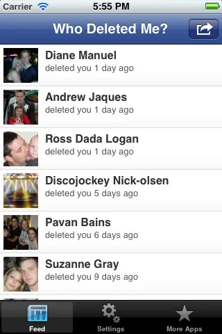 Who's delete me on Facebook