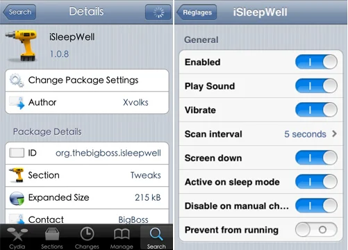 iSleepWell tweak cydia iPhone iPod Touch
