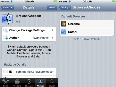 BrowserChooser Tweak modifier votre navigateur par défaut iOS