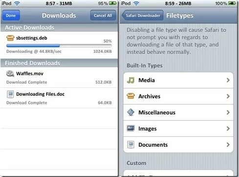 Safari Download Manager pour iPhone iOS 5 Safari Download Manager pour iPhone iOS 5