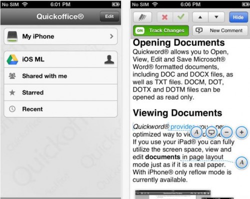 QuickOffice pour iPhone gratuit - Info iDevice