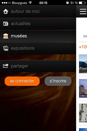 Menu Orange expo musées-Info iDevice