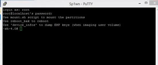 acces SSH ave Putty-Info iDevice