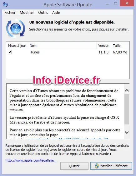 Apple iTunes 11.1.3-Info iDevice