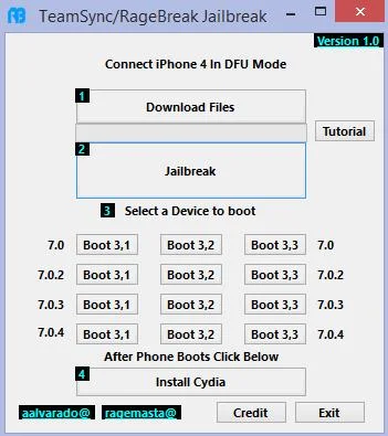 RageBreak jailbreak iOS 7.0.4-Info iDevice