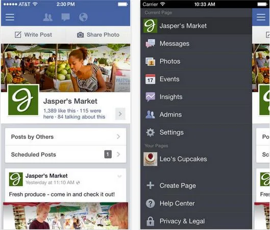 Facebook Gestionnaire de pages version 2.2-Info iDevice