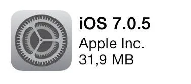 image avec icône originale des réglages sur iPhone et iPad sous iOS 7, affichant la dernière mise à jour d'Apple iOS 7.0.5