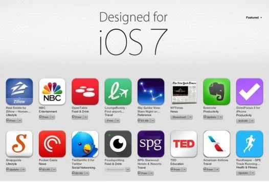 impression écran des applications disponibles dans iTunes et spécialement dessinées pour iOS 7