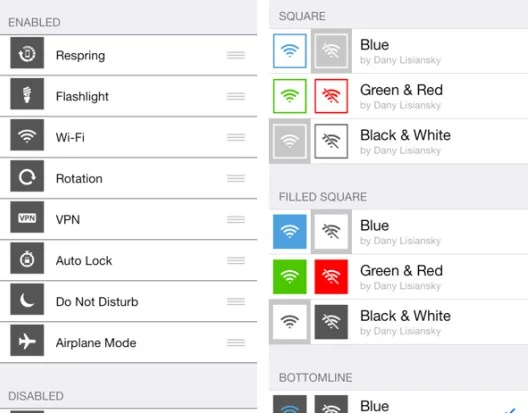 réglages tweak CCControls-Info iDevice