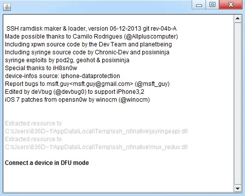 ssh_rd Jailbreak iOS 7.1 iPhone 4