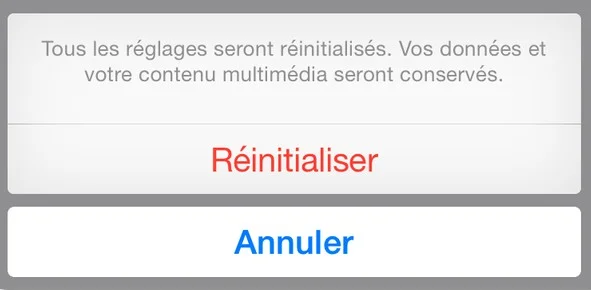 reinitialisation ios 8