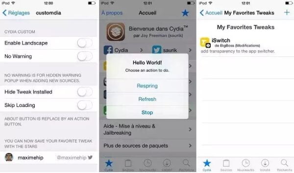 tweak customdia pour iphone