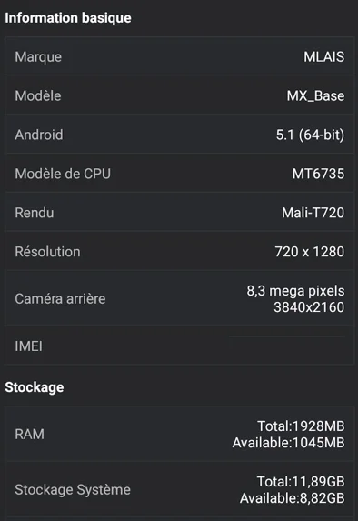 caracteristiques mlais mx base-infoidevice