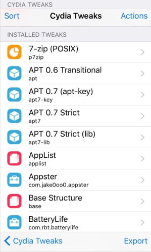 liste tweaks via appster-infoidevice