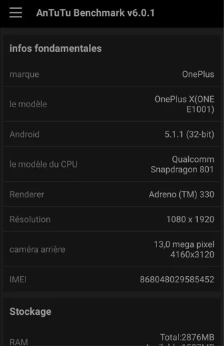 infos oneplus x infoidevice
