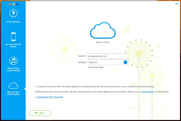 recuperation sauvegarde icloud avec imyfone d-back-infoidevice