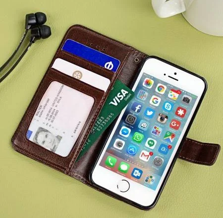 Housse iPhone SE Olixar Portefeuille Cuir-infoidevice