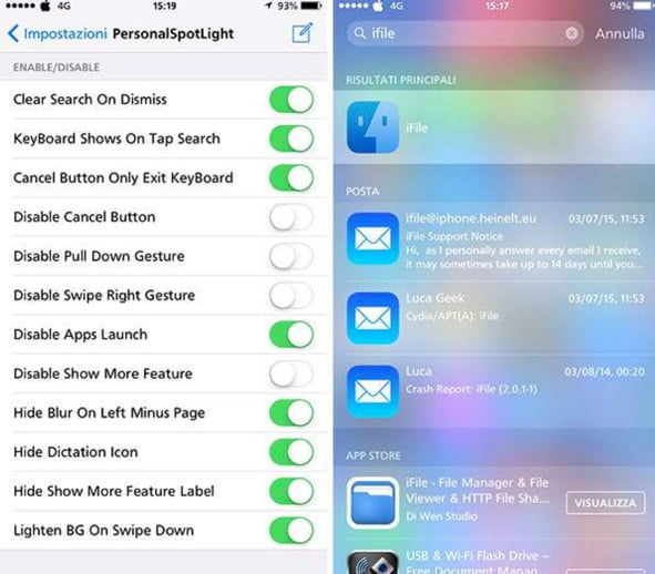 tweak personnalspotlight cydia-infoidevice