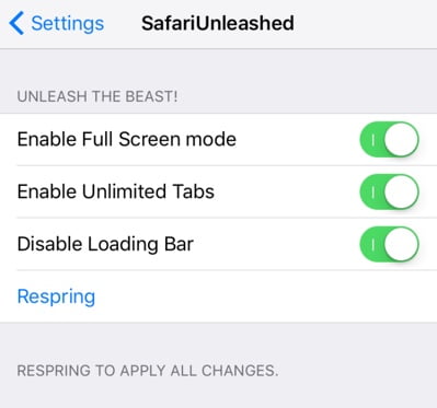 tweak safariunleashed ios 10-infoidevice