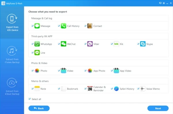 selectionner donnees a sauvegarder avec imyfone d port windows