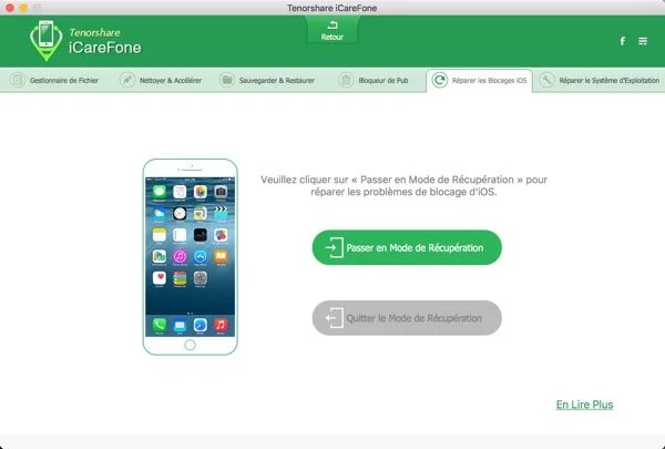 passer en mode recuperation dfu avec icarefone