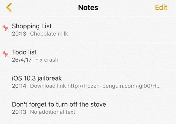tweak Thumbtack notes epinglees sur iphone infoidevice