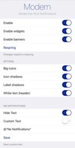 reglages tweak modern notifications ios infoidevice