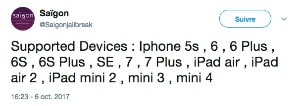 appareils compatibles jailbreak saigon