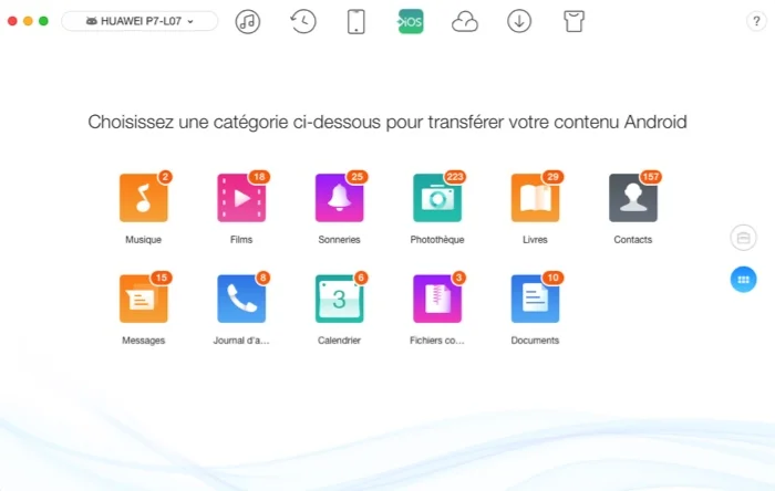 selection donnees a transferer android vers ios avec anytrans