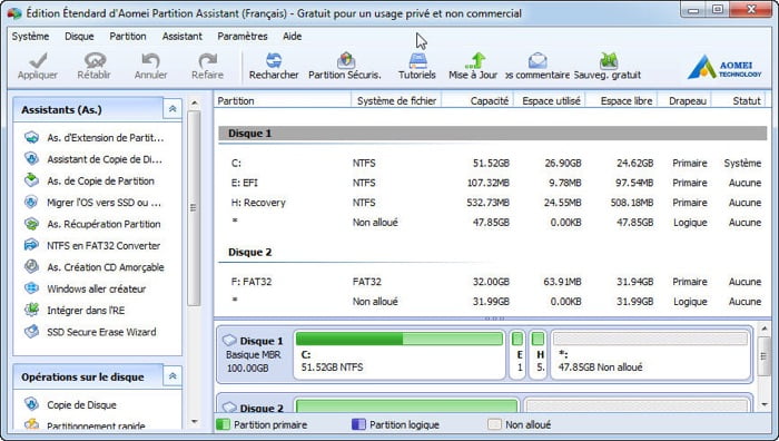 aomei partition assistant windows gratuit