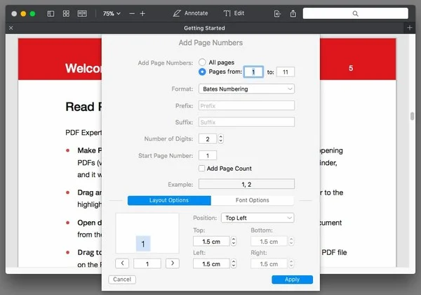 ajouter numero pages pdf expert