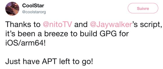 mise a jour gpg ios arm 64 cydia jailbreak electra