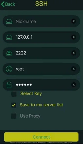 connexion ssh ios 11 avec iterminal