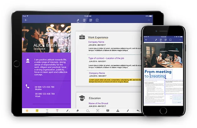 pdfelement disponible sur smartphone et tablette