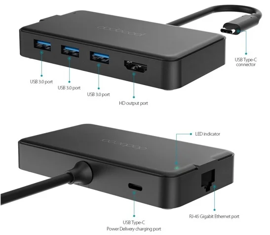 dodocool 6 en 1 thunderbolt 3 hub usb-c
