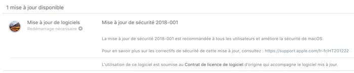 mise a jour de securite macos 10.13.4