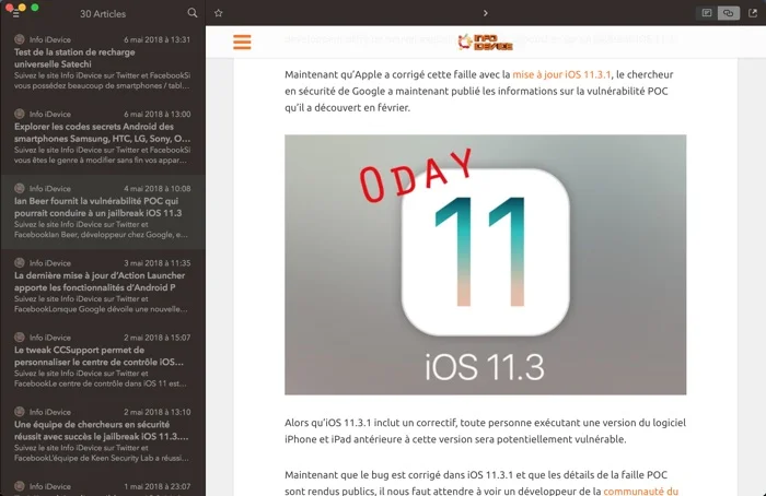 flux rss infoidevice cappuccino news reader