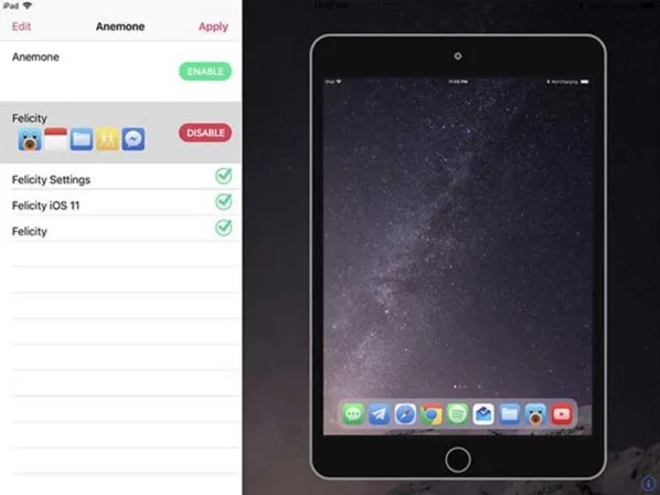 application anemone sur ipad jailbreak ios 11.3.1