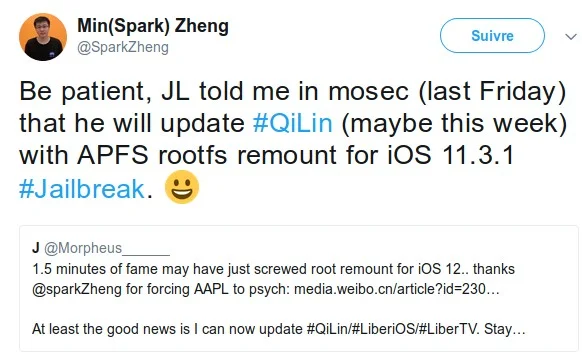 sparkzheng jailbreak electra ios 11.3.1