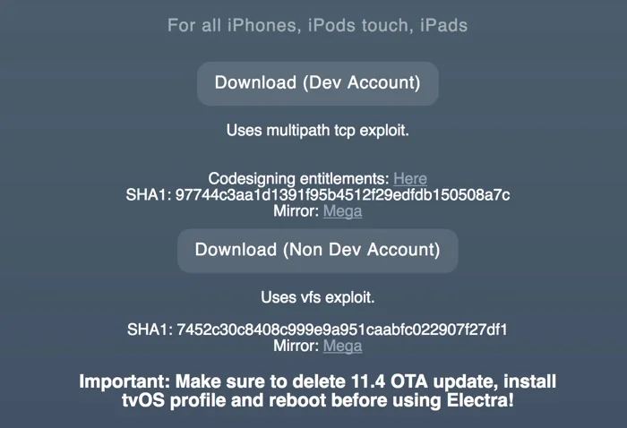 telecharger jailbreak electra ios 11.3.1