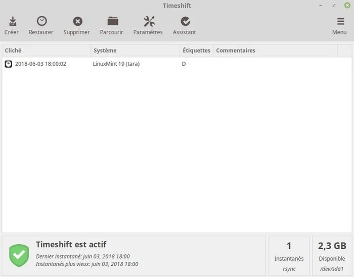 timeshift linux mint 19