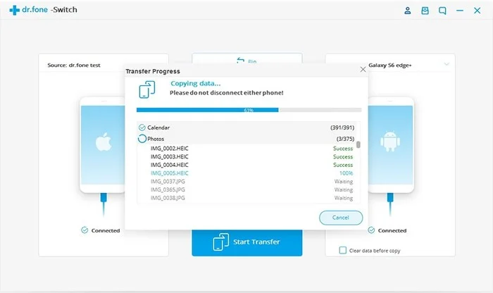 dr fone switch ios vers android