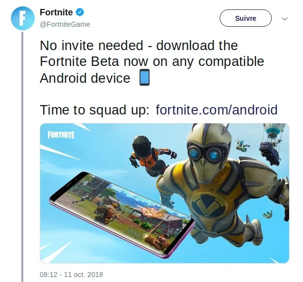 fortnite disponible sur android sans invitation