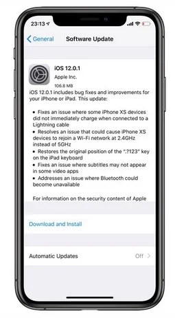 msie a jour ios 12.0.1 apple
