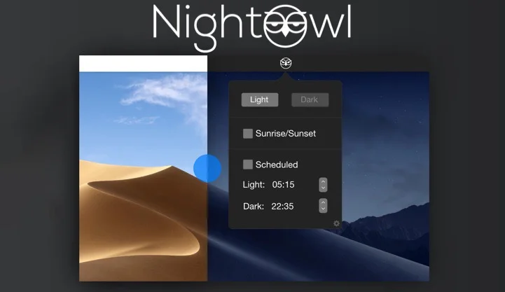 nightowl basculer entre mode clair et mode sombre sur mac