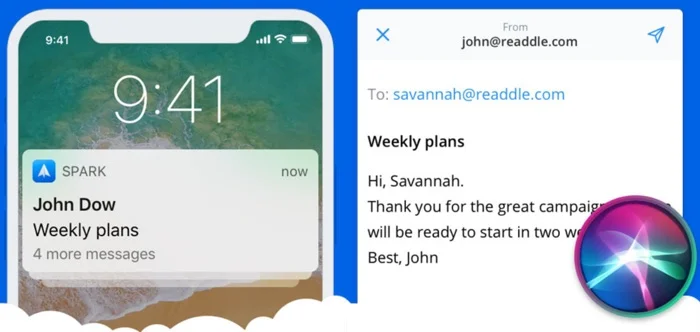 spark mail adopte les raccourcis siri