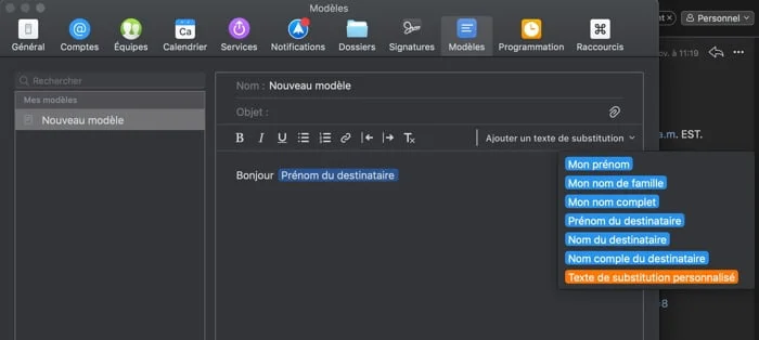 creation modele de reponse rapide avec spark mail mac