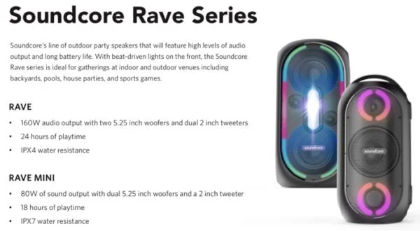 anker soundcore rave series