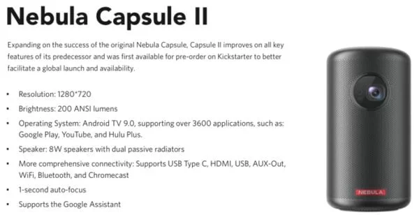 projecteur anker nebula capsule 2