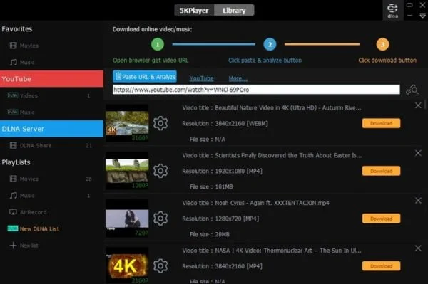telecharger des videos avec 5kplayer